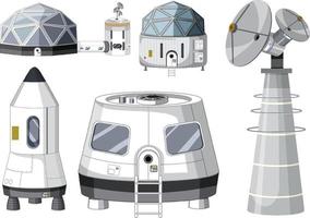 conjunto de nave espacial e objetos de satélite