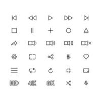 vetor de conjunto de ícones do media player para apresentação do símbolo do site