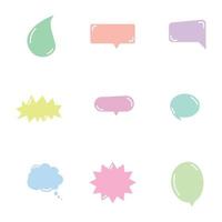 conjunto de design de vetor de bolhas de fala fofo