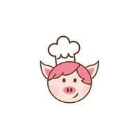 design de logotipo de chef de porco fofo. bom para crianças cozinhar feliz, restaurantes, etc. ilustrações de arte vetorial vetor