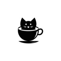 ilustração vetorial de design de logotipo de gato de café vetor