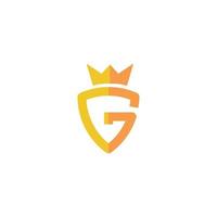 letra g rei com design de logotipo em forma de coroa e escudo. ilustração de arte vetorial vetor