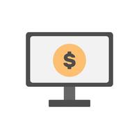 tela do computador com ícone de dólar em estilo cartoon minimalista vetor