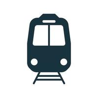 ícone de silhueta de trem preto. sinal de estação ferroviária para pictograma de glifo de transporte público elétrico. trem moderno para ícone plano de viagens de caminho de ferro. símbolo de locomotiva de carga. ilustração vetorial isolado.
