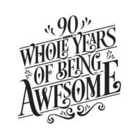 Aniversário de 90 anos e tipografia de comemoração de aniversário de 90 anos