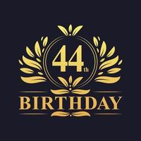 logotipo de aniversário de 44 anos de luxo, celebração de 44 anos. vetor