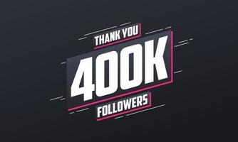 obrigado 400k seguidores, modelo de cartão para redes sociais. vetor