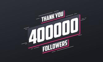 obrigado 400.000 seguidores, modelo de cartão para redes sociais. vetor