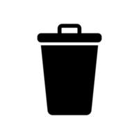 ícone de vetor preto de lata de lixo isolado no fundo branco