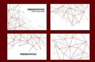 fundos abstratos de linha de plexo vermelho. apresentação de tecnologia brilhante com slides vetor