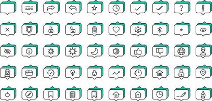 conjunto de ícones de conversa e ferramentas em fundo transparente vetor