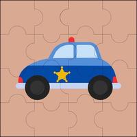 carro de polícia adequado para ilustração vetorial de quebra-cabeça infantil vetor
