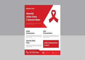 modelo de design de folheto do dia mundial da aids. design de cartaz de panfleto de conscientização do dia da aids. 1 de dezembro design de folheto do dia mundial da aids. vetor
