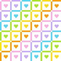 coração amor dia dos namorados arco-íris bonito pastel scott xadrez tartan sobreposição de linha quadriculada cruzar guingão sem costura padrão ilustração vetorial dos desenhos animados fundo de impressão tecido moda piquenique vetor