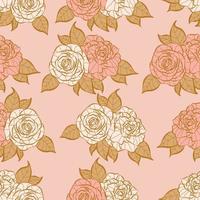 design de padrão sem emenda de flores rosas tropicais modernas. sem costura padrão com flores e folhas da primavera. fundo desenhado à mão. padrão floral para papel de parede ou tecido. azulejo botânico. vetor