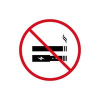 proibição de fumaça vape e ícone de silhueta preta de cigarro. não fumar nicotina e cigarro eletrônico proibido pictograma. proibido fumar área vaping símbolo de parada vermelha. ilustração vetorial isolado. vetor