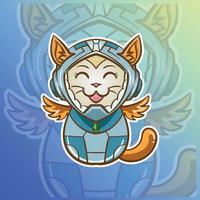 mascote de logotipo de gato espacial fofo na ilustração vetorial de personagem de estilo de desenho animado vetor