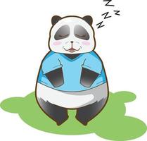 adorável panda sonolento em ilustração de mascote vetorial de desenho de camiseta azul para livro infantil e coisas para crianças vetor