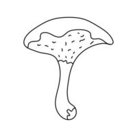 cogumelo suillus bovinus em estilo doodle. contorno preto isolado. vetor