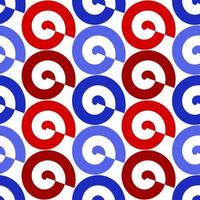 vetor projetado de círculo vermelho e azul sobre fundo branco, padrão sem emenda. celebração do dia da independência 4 de julho. Estados Unidos da América, França, Tailândia, Nova Zelândia, Países Baixos, Britânico