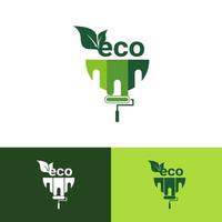 pintar rótulo de folha ecológica. logotipos de vetor de ícone de natureza de ecologia de folha verde