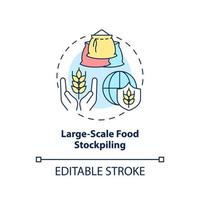 ícone de conceito de armazenamento de alimentos em grande escala. segurança alimentar aproxima ilustração de linha fina idéia abstrata. desenho de contorno isolado. traço editável. vetor