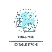 ícone do conceito turquesa de consumo. ilustração de linha fina de idéia abstrata de economia circular. desenvolvimento sustentável. desenho de contorno isolado. traço editável. vetor