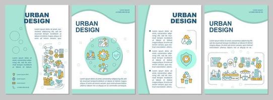 modelo de brochura de hortelã de design urbano. planejamento e desenvolvimento da cidade. design de folheto com ícones lineares. 4 layouts vetoriais para apresentação, relatórios anuais. vetor