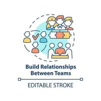 construir relacionamentos entre o ícone do conceito de equipes. ilustração de linha fina de idéia abstrata de engajamento de empregado. consolidação de equipe. desenho de contorno isolado. vetor