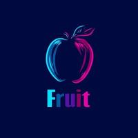 maçã fruta linha pop art potrait logotipo design colorido com fundo escuro. ilustração em vetor abstrato.