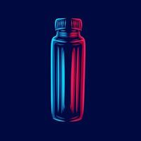 garrafa linha pop art potrait logotipo design colorido com fundo escuro. ilustração vetorial. vetor