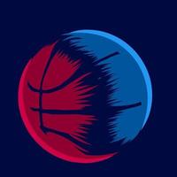 basquetebol. logotipo da linha pop art. design colorido com fundo escuro. ilustração em vetor abstrato. fundo preto isolado para camiseta