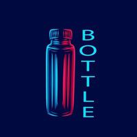garrafa linha pop art potrait logotipo design colorido com fundo escuro. ilustração vetorial. vetor