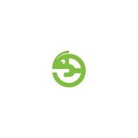 camaleão verde de linha simples em um vetor de design de ícone de logotipo de galho de árvore no estilo de contorno minimalista na moda