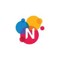 logotipo da letra n dos pontos. n vetor de design de letra com pontos.