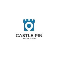 castelo livro mapa pino forma conceito logotipo modelo design vector. combinação de logotipo de livro e castelo. vetor