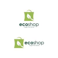 inspiração de design de logotipo de loja ecológica de carrinho de compras verde vetor