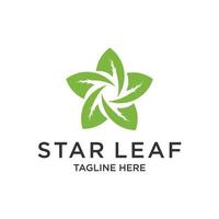 modelo de design de logotipo verde estrela, vetor de designs de logotipo de folha