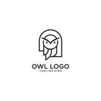arte de linha de ilustração de ícone de vetor de logotipo de coruja