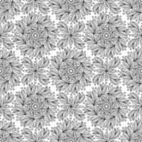 fundo de vetor sem costura preto e branco com ornamento floral e bagas