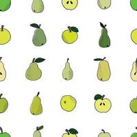 padrão sem emenda de vetor. maçãs desenhadas à mão sobre fundo branco. para tecidos, convites, blog, post, mídias sociais, capas de livros, papel de embrulho. fundo de frutas. pano de fundo para mídias sociais de lojas de alimentos vetor