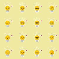 ilustração em vetor design plano de lâmpada ou lâmpada bonito e kawaii. personagem de cadeado engraçado com emoji humano sorridente, ilustração vetorial dos desenhos animados isolada na cor de fundo. mascotes bonitos e engraçados