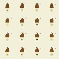 ilustração vetorial de sorvete engraçado e kawaii. use para cartão, emoji, emoticon, mascote, pôster, banner, web design e impressão em camiseta. fácil de editar. vetor