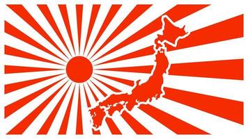 mapa japonês com fundo de sol nascente. bandeira japonesa imoerial vetor