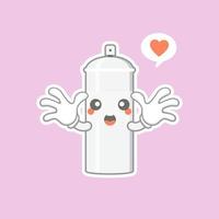 personagem de desenho animado de tinta spray bonito e kawaii. personagem de tinta spray com expressão feliz em estilo simples. pode usar para mascote, emoji, emoticon, logotipo vetor