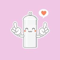 personagem de desenho animado de tinta spray bonito e kawaii. personagem de tinta spray com expressão feliz em estilo simples. pode usar para mascote, emoji, emoticon, logotipo vetor