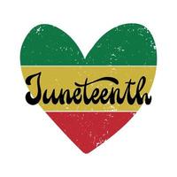 citação de letras de mão juneteenth deocrated com coração texturizado no fundo. bom para cartazes, gravuras, cartões, adesivos, sublimações, sinais, decoração de vestuário, etc. eps 10 vetor