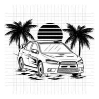 carro esporte com vibe de verão, perfeito para design de camiseta, papel de parede, capuz, mercadoria, etc vetor