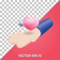 mão 3D dando ilustração vetorial de amor vetor