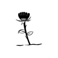 arte de doodle de rosa negra ilustração em preto e branco vetor